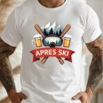 Tricou Bărbați pentru Schi și Après-Ski - Alb cu Imprimat Roșu de Ski, Croială Largă Gât Rotund Mânecă scurtă, Țesut Ușor Pentru Vară și Iarnă Casual la Piese ApreSchi – Tricou Confortabil Respirant Design Telecabină Literatură Apré-ski – Fit Relaxed Vreme Caldă Spalare Manual sau Curățire Chimie, Ținute Tematic Skii Ochelari De Protecție Barbati Treninguri Zime