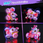 Mașină de cascadorii cu telecomandă, cu baterie reîncărcabilă, capabilă de rotații la 360°, cu tracțiune integrală, perfectă pentru cadouri de ziua de naștere și de Crăciun